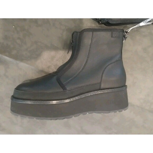 Ugg Platform Leather Boots Sz 9 Black Y2K Comfy - Picture 4 of 15